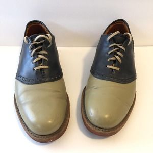 Men's Vintage Cole Haan 2-Tone Beige/Black Leather Oxford Shoes Sz 7.5 D 7 1/2